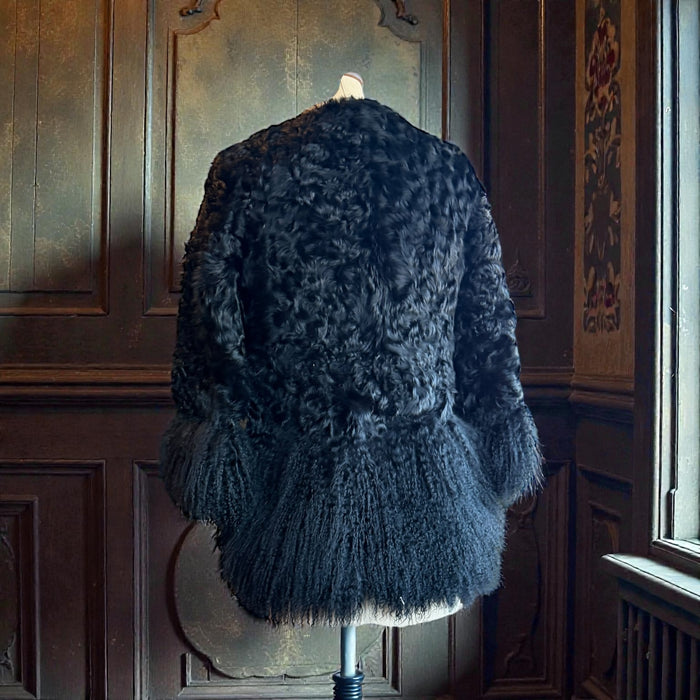 Heidi, vintage black Mongolian fur jacket