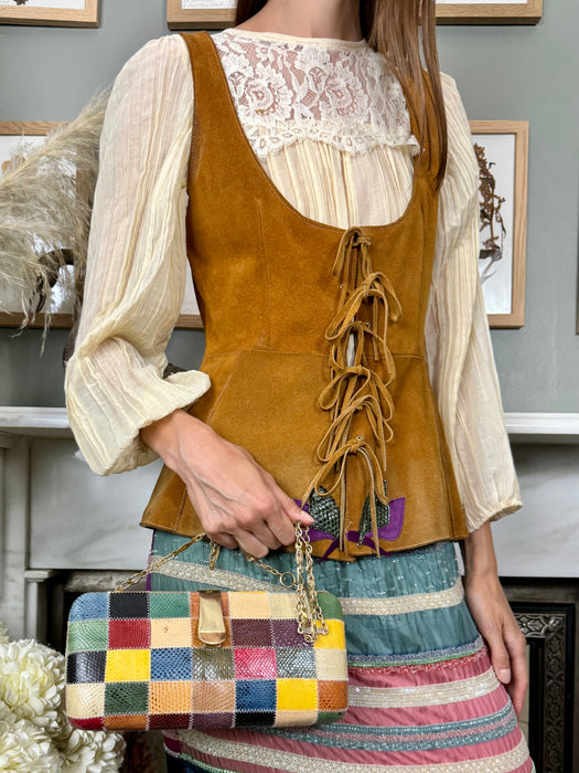 Effi, 70s suede embroidered waistcoat