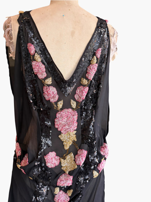 Greta, reworked 20s beaded short asymmetric dress