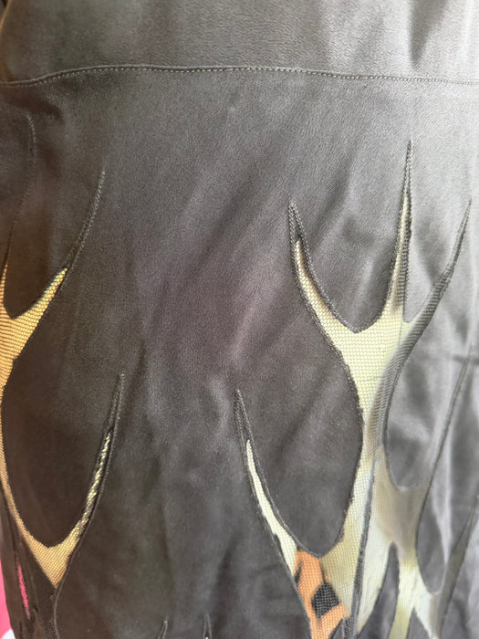 Oriel, 30s black net silk cut out frill dress