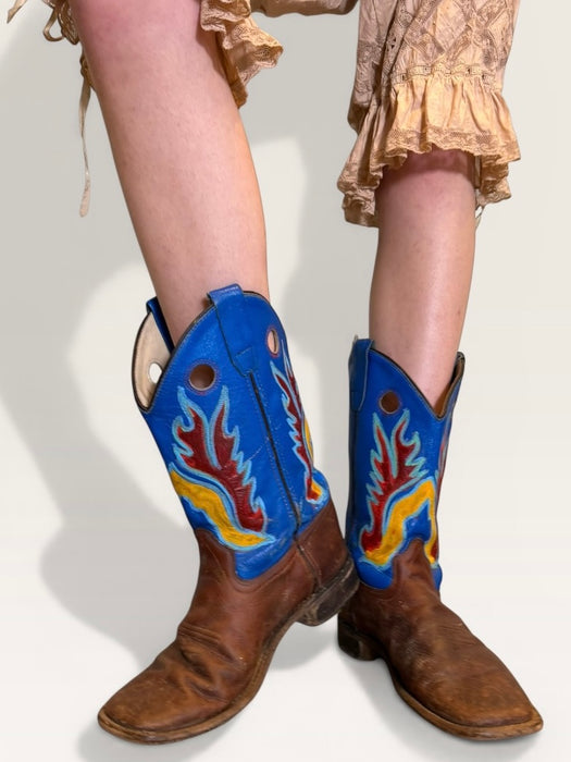 Waco, original 70s leather hand painted stitched cowboy boots