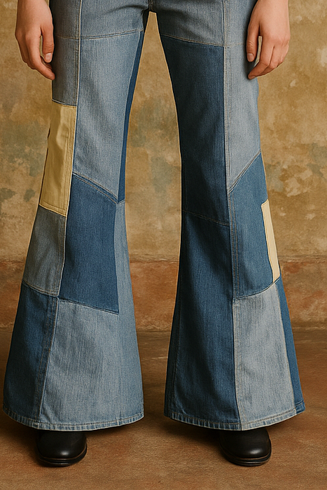 Antonio Giuseppe, 70s patchwork denim and leather jeans