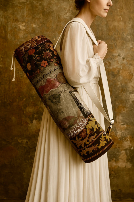 OV Yoga bag, antique patchworked organic recycled cotton yoga bag