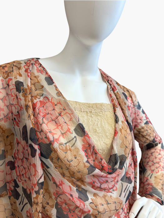 Quartz, 30s floral chiffon and lace dress and jacket