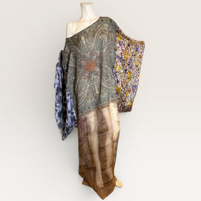 Mona, reworked reversible silk patchwork kaftan