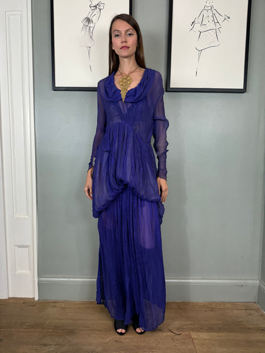 Jude, 30s chiffon purple pleated dress