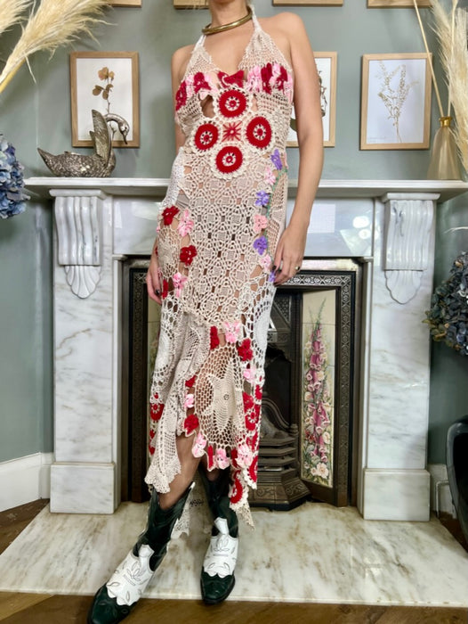 Lorna, vintage mixed crochet dress