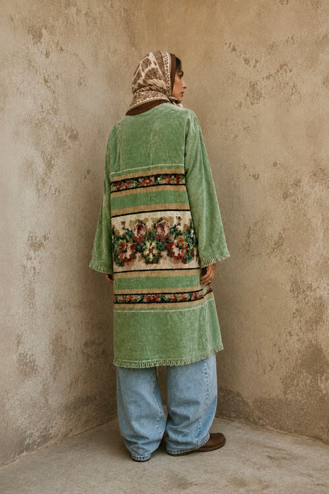 Clarissa, reworked 30s chenille floral coat