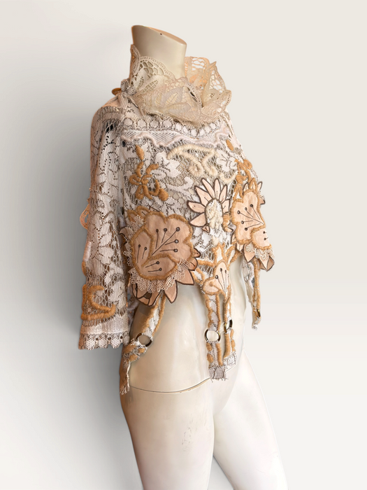Delia, reworked mixed vintage lace top
