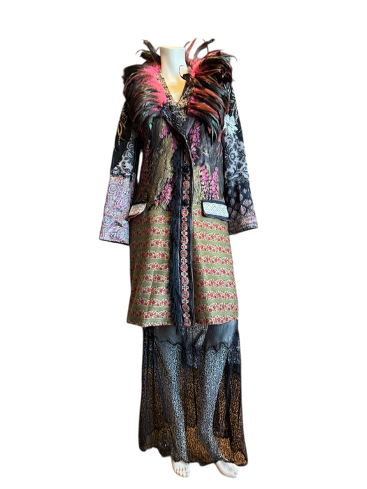 Hattie, reworked 80s patchworked double breasted feather coat