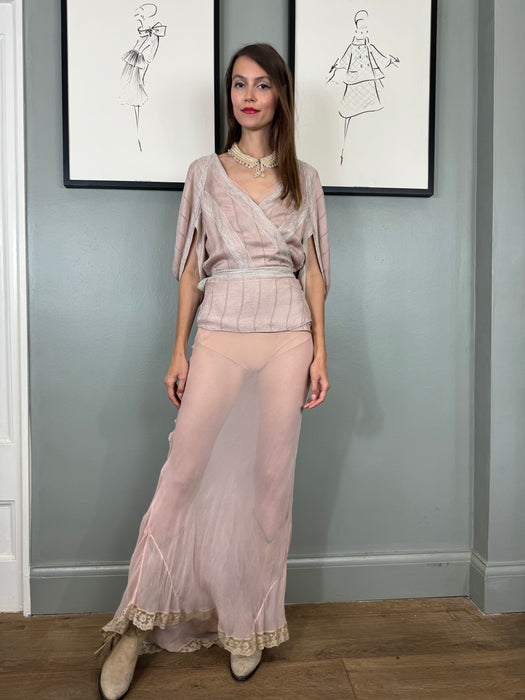 Stella Mc Cartney, pink and lace Y2K wrap blouse