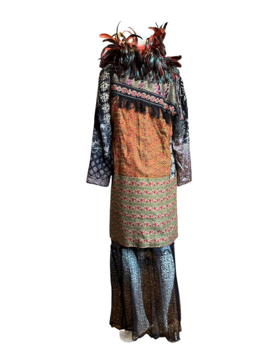 Hattie, reworked 80s patchworked double breasted feather coat