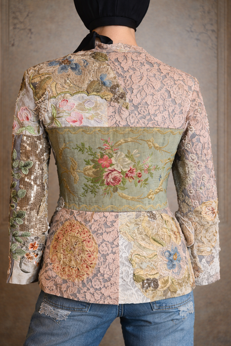 Frankly, antique patchwork of needlepoint, lace and beaded embroideries