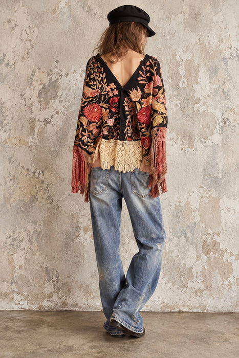 Jenx, reworked Hungarian 1930s fringed embroidered jacket