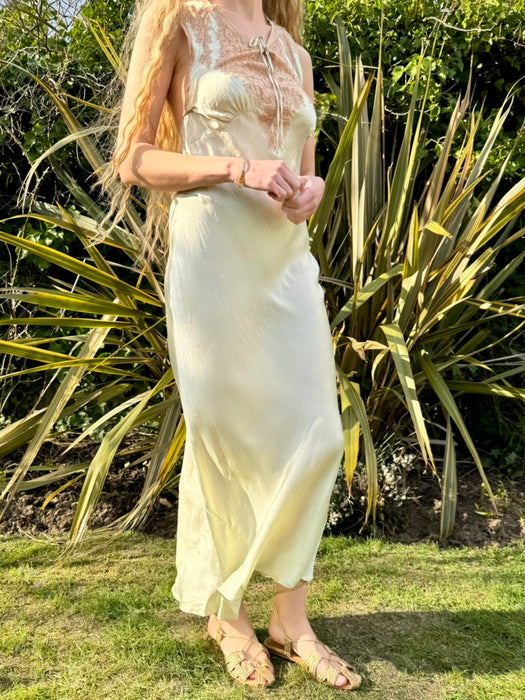 Sofia, 20s pale green silk and lace bias cut dress