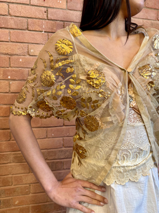 Esther, 20s net and gold floral bolero