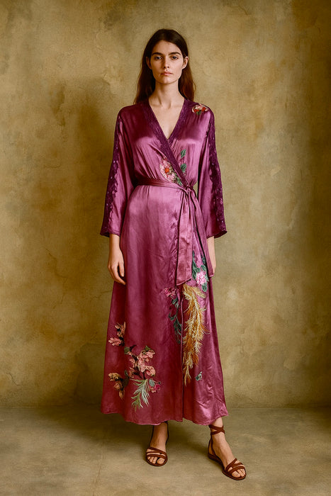 Magnus, 30s silk hand dyed embroidered robe