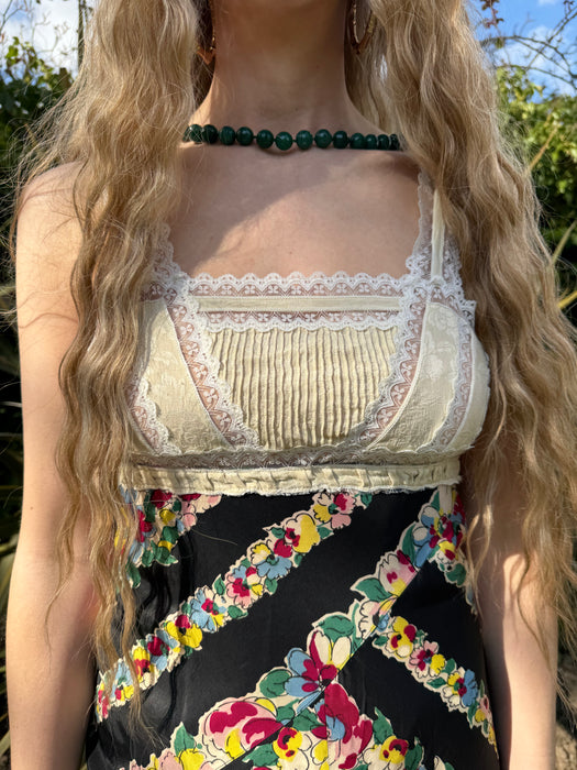 Mish, reworked 20s silk and 30s floral dress
