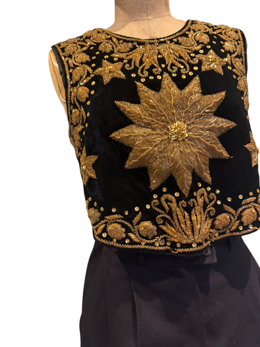 Stevie, 30s velvet and beaded gold top