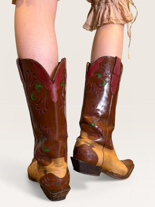 Marfa, original 70s tooled hand painted cowboy boots