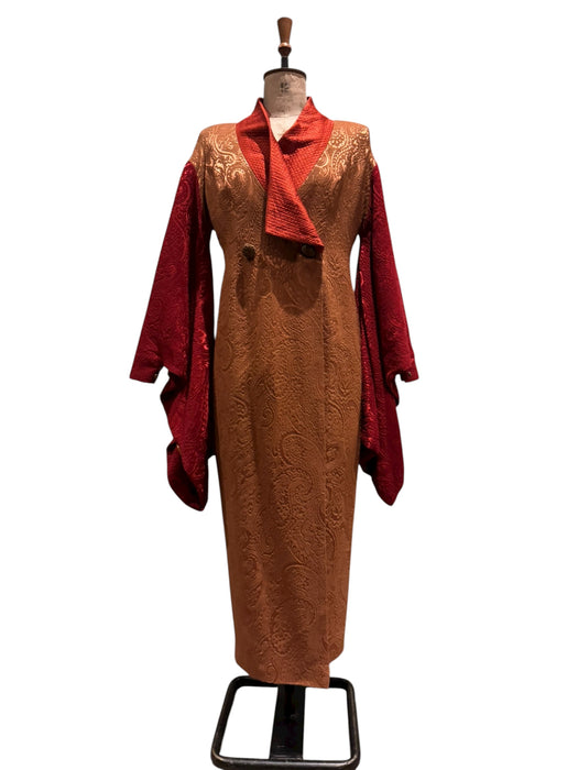 Sabrina, 30s silk brocade coat with long kimono style sleeves