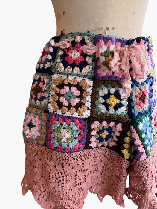 Romy, 1970s hand made crochet and hand dyed cotton lace