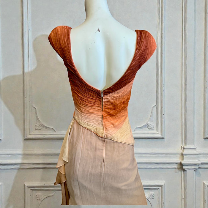 René-Rachel Couture, 70s silk chiffon draped dress