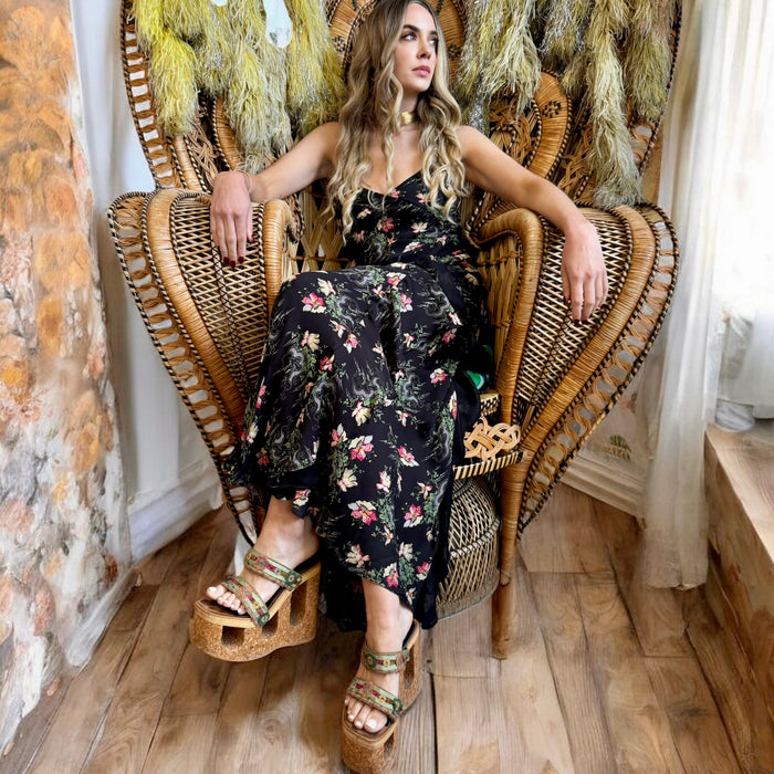Vilshenko, 30s style floral print silk bias cut dress