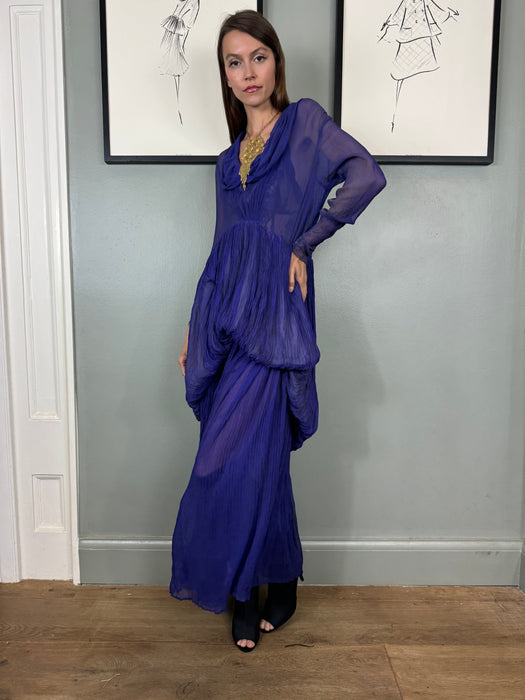 Jude, 30s chiffon purple pleated dress