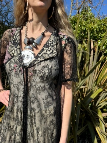 Hera, reworked monochrome 20s lace coat