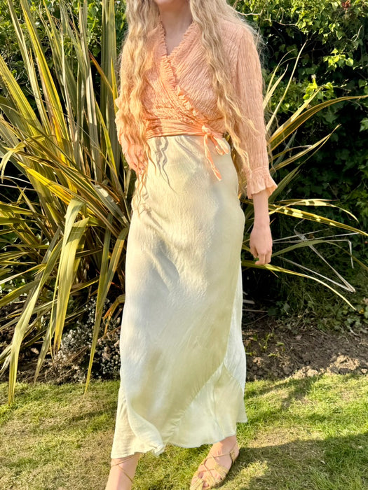 Adina, 30s smocked silk chiffon wrap over jacket