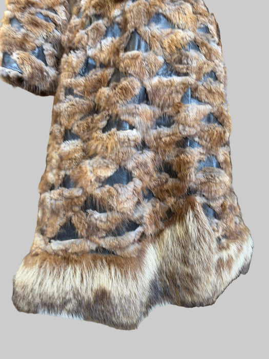 Macy’s 70s mixed leather and fur trench coat