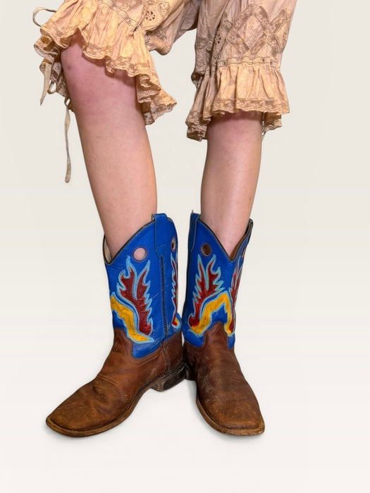 Waco, original 70s leather hand painted stitched cowboy boots