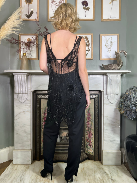 Giorgia, 20s beaded black tunic