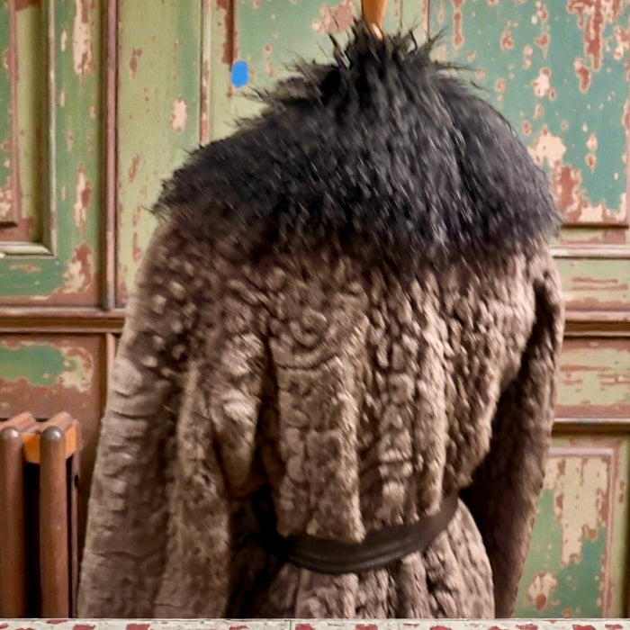 Sly, vintage faux fur and Mongolian collar belted coat