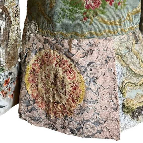 Frankly, antique patchwork of needlepoint, lace and beaded embroideries