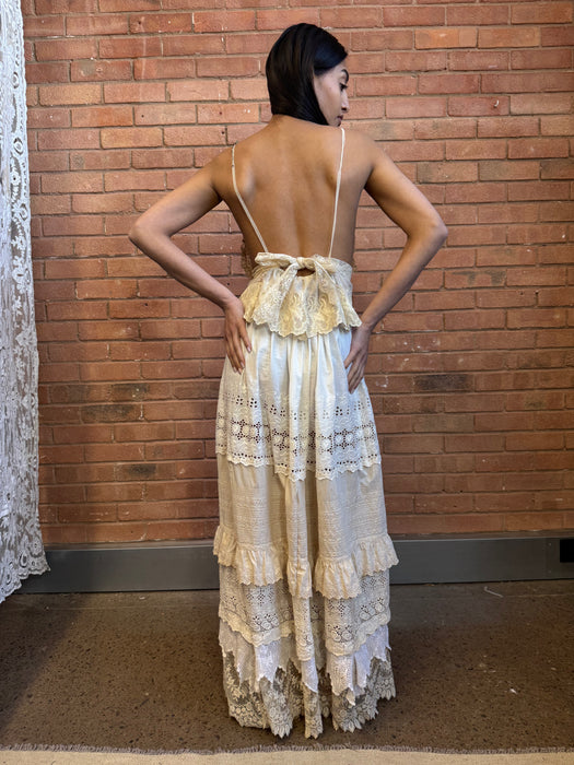 Heather, reworked tiered 40s lace dress