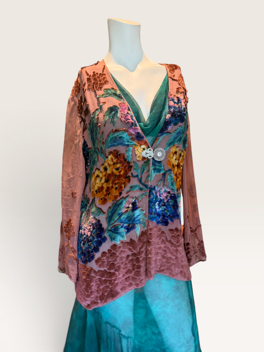 Oriana, 1930s silk devoré floral jacket