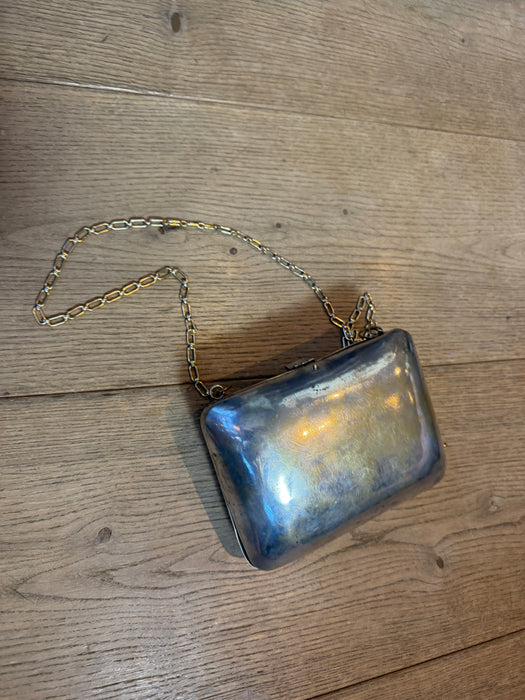 Koi, 70s metal silver and brass modernist chain handbag