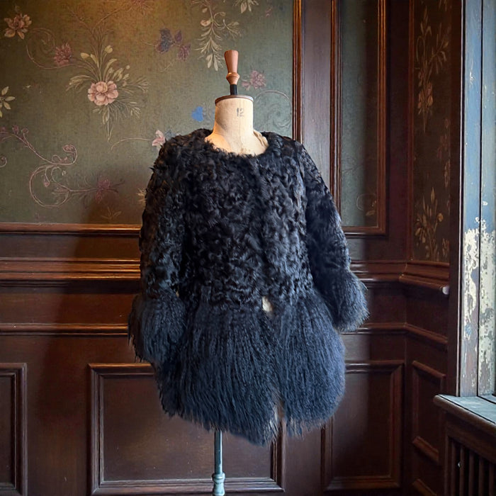 Heidi, vintage black Mongolian fur jacket