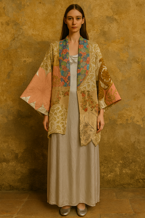 John Rocha, patchwork 80s silk kimono