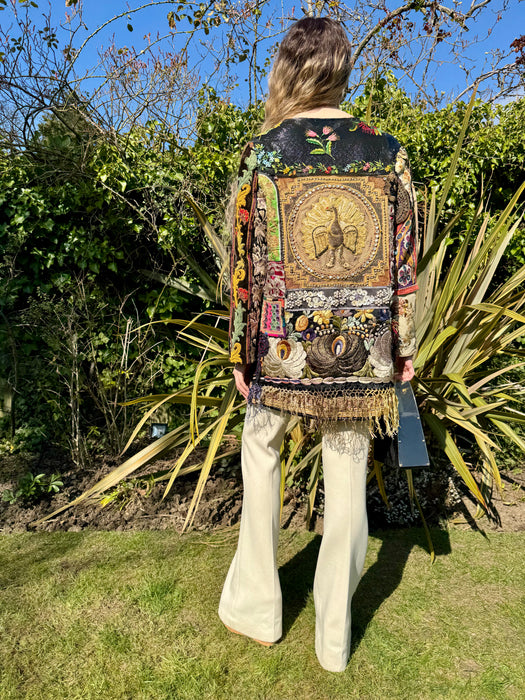 Didier, reversible 60s zip up coat with patchwork design