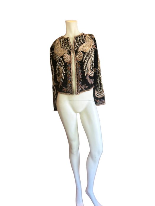 Praise, 1940s black velvet embroidered and beaded jacket