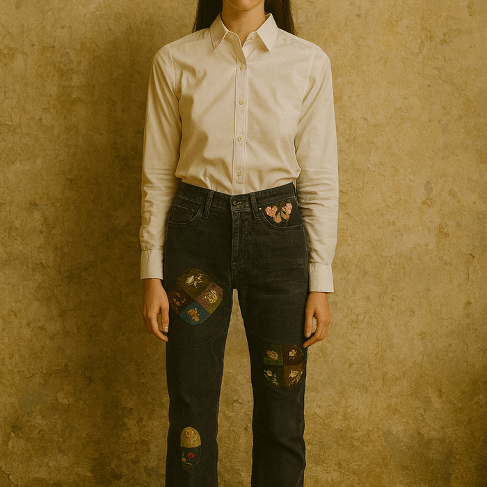 Abigail, 70s Brown patchwork corduroy trousers