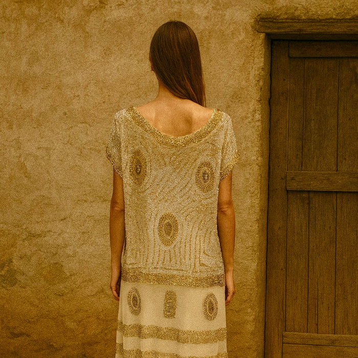Astor, 20s Art Deco sequins and beaded long dress
