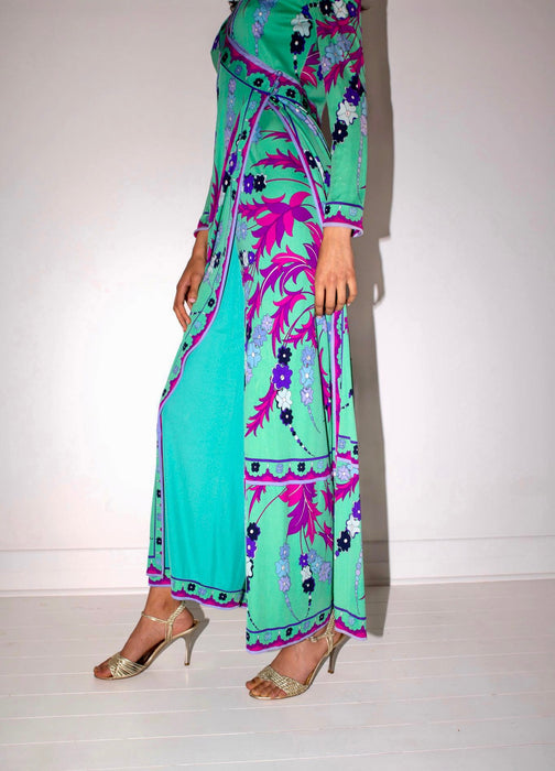 Emilio Pucci, rare and collectible 60s silk jersey wrap over jumpsuit