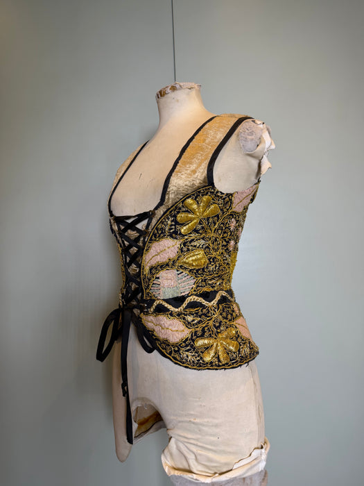 Marce, reworked 70s corseted top with Ottoman embroidery