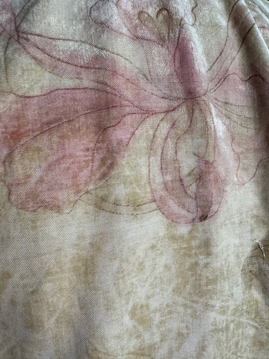 Moana, reworked 40s silk patchwork and hand painted velour long kimono