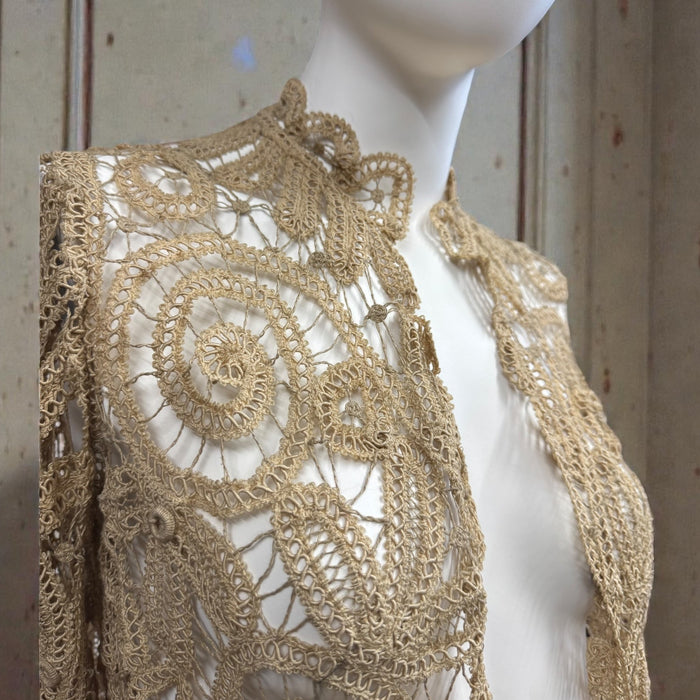 Magdalene, Edwardian ecru hand made lace bell sleeve jacket