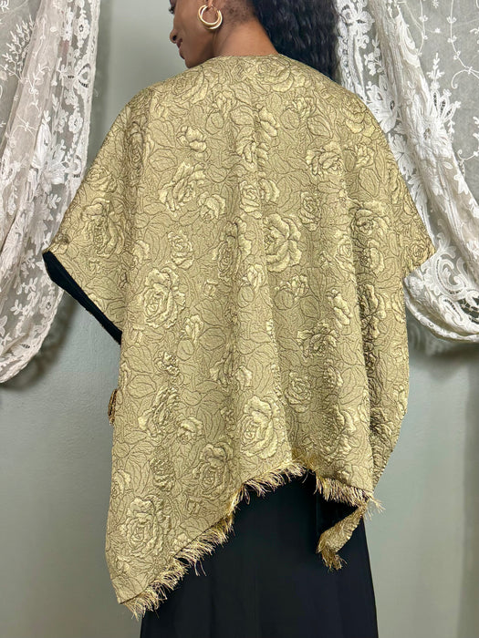 Shirley, riversible gold brocade and black velvet cape